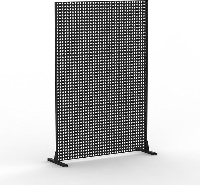Domi Metal Privacy Screen, Freestanding Outdoor Indoor Divider 1 Piece, Decorative Privacy Screen 3 Panels for Balcony Patio Garden, Rhombus-Shaped