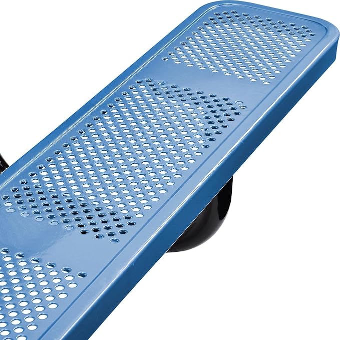 Global Industrial 72" Rectangular Picnic Table, Perforated Metal, Thermoplastic Coating, Attached Benches, 1-1/2” Umbrella Pole Hole, Outdoor-Rated, 1000 lbs Capacity, Blue