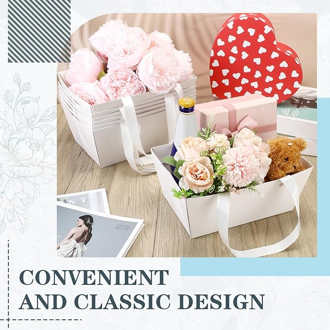 Glenmal 72 Pcs Baskets for Gifts Waterproof Empty Kraft Basket Bulk with Handles 9.8 x 6.5 x 4.3'' Gift Basket Empty to Fill for Wedding Party Christmas Valentines(White)
