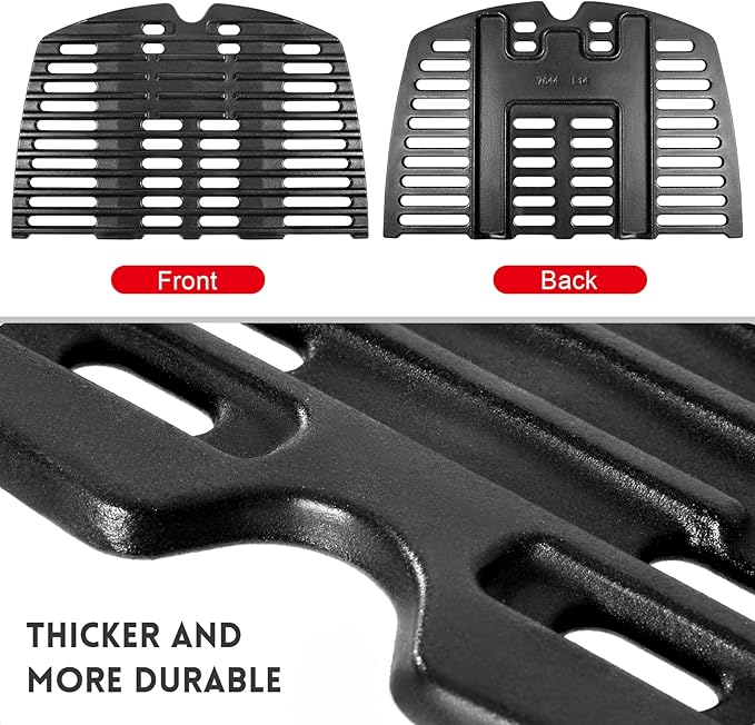 GGC 7644 7582 Grill Grates for Weber Q100 Q1000 Q120 Q1200 Q1400 Gas Grills, 17" x 12.7" Cast Iron Cooking Grates for Weber 50060001 51010001 51040001 51060001, 2PCS Baby Q Replacement Parts