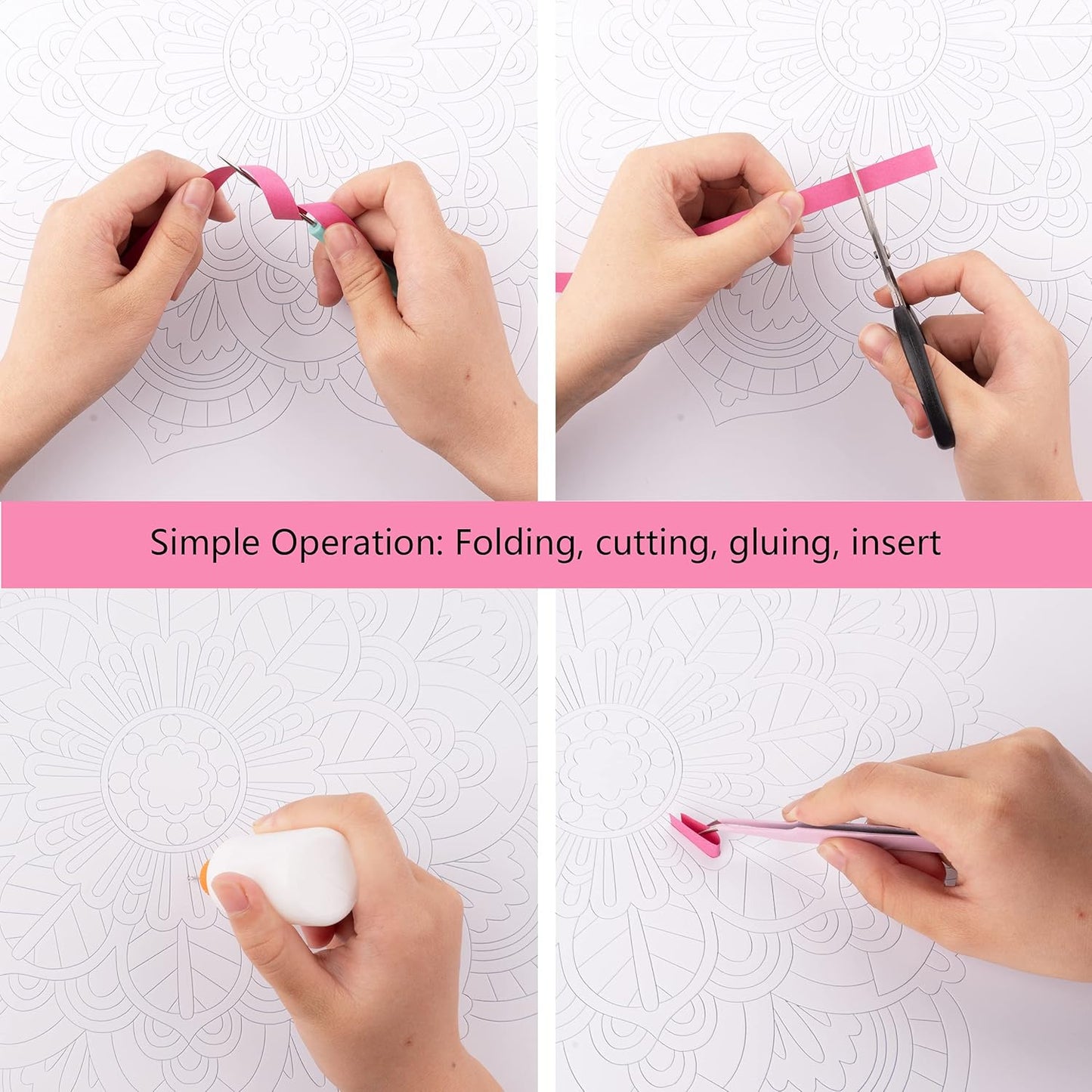 Uniquilling Quilling Paper Quilling Kit for Adults Beginner, 16 * 20-inch Purple Mandala, Exquisite DIY Paper Filigree Painting Kits Quilling Tools, Home Room Wall Art Decor Best Gifts(Basic)