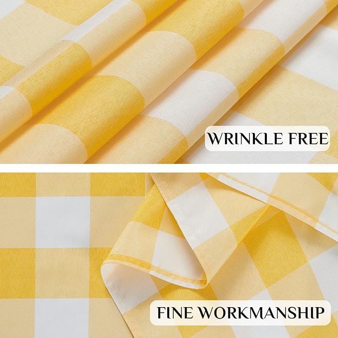 Softalker Gingham Checkered Tablecloth Rectangle - Outdoor Waterproof Buffalo Plaid Table Cloth, Stain Resistant Washable Table Cover for Picnic, Camping, Dining - Yellow and White, 54 x 78 Inch