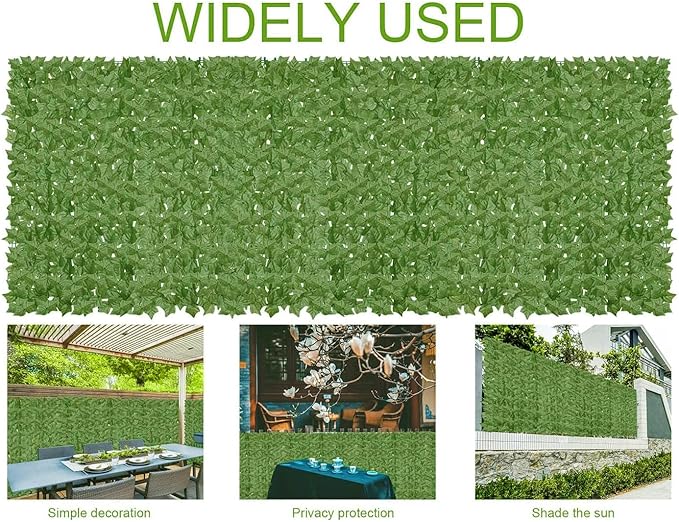 Artificial Ivy Privacy Fence Wall Screen,160x60 in UV-Anti Faux Greenery Backdrop Ivy Vine Leaf Hedges Fence Panels for Patio, Balcony, Garden, Backyard Indoor Outdoor Green Wall Decor