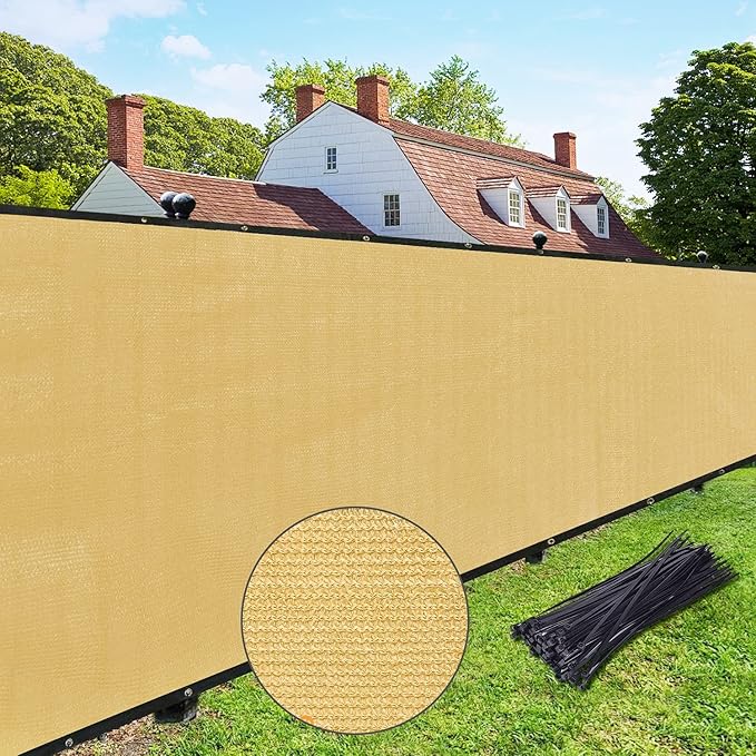 UPGRADE Privacy Fence Screen 3'x9' Sand Outdoor 90% Visibility Blockage 170 GSM Mesh Shade Cover Panels for Backyard,Balcony,Home Decoration with Zip Ties,Customized Avaliable