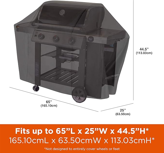 Modern Leisure 2977 Chalet 4 Burner Grill Cover (65 L x 25 D x 44.5 H) Water-Resistant, Medium, Black