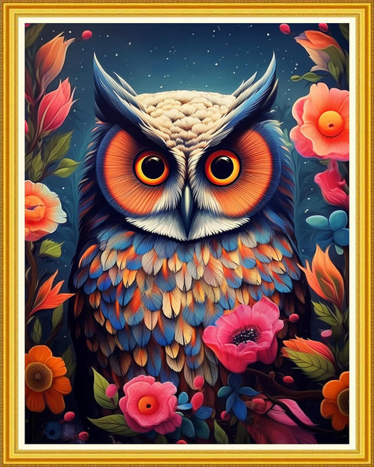 Magxvouy Cross Stitch Kits Stamped Full Range of Embroidery Kits,Cross Stitch Patterns Needlework Kits for Beginners 11CT Printed Kits& Owl Flower 16x20 inch