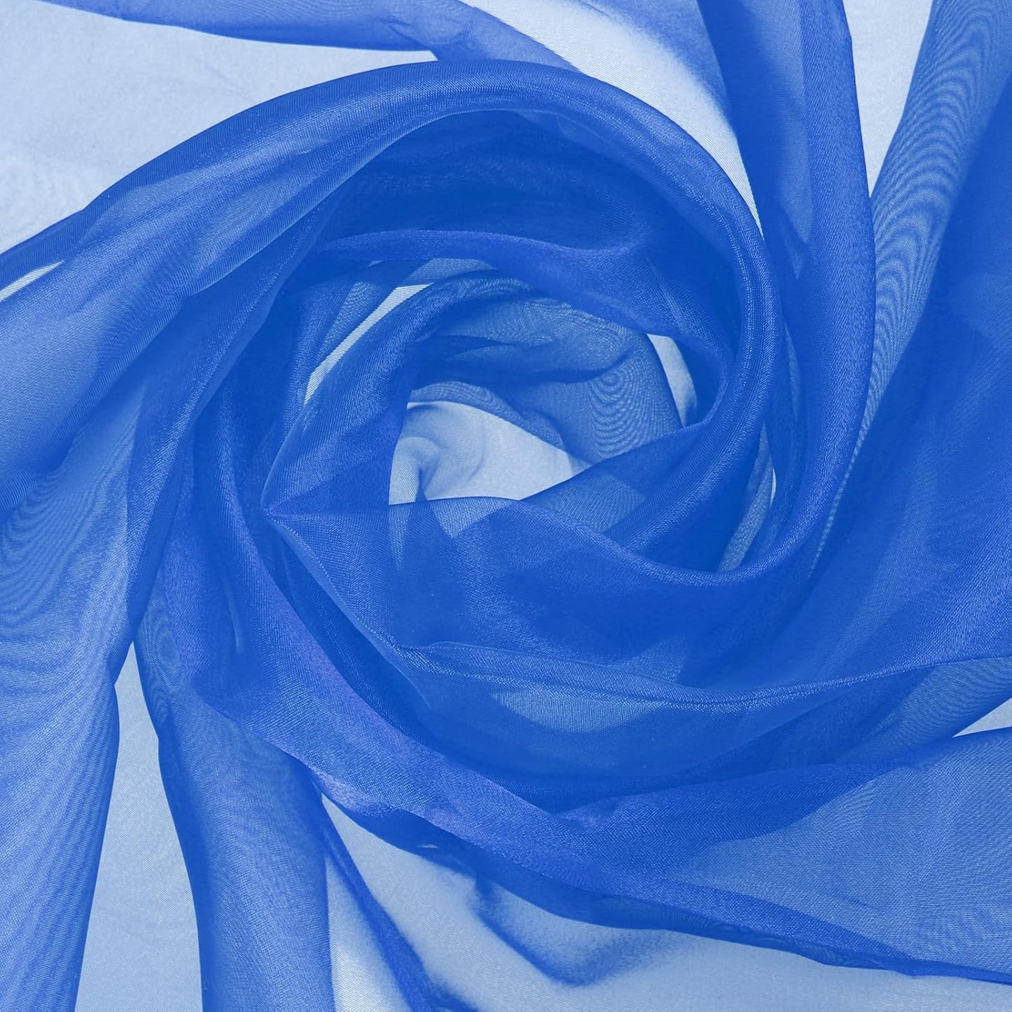 MECCANIXITY Iridescent Sheer Organza Fabric, 2 Yards x 59 Inches Solid Holographic Shiny Fabric Organza Cloth for Wedding, Curtains, Costume, Photo Background, Sapphire Blue