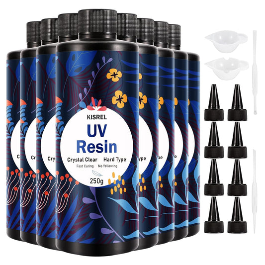 KISREL UV Resin 2000g - Upgraded Hard Type Crystal Clear Ultraviolet Curing UV Epoxy Resin for Craft Jewelry Making
