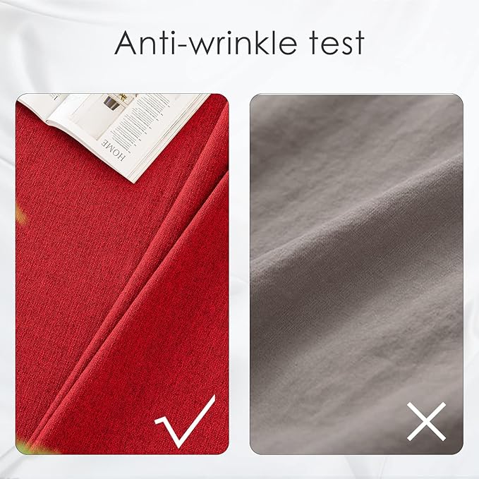 BALCONY & FALCON Rectangle Tablecloth Washable Wrinkle Resistant and Water Proof Table Cloth Decorative Linen Fabric Tablecloths for Dining Party Kitchen Wedding and Outdoor Use (Buby Red, 107" Round)