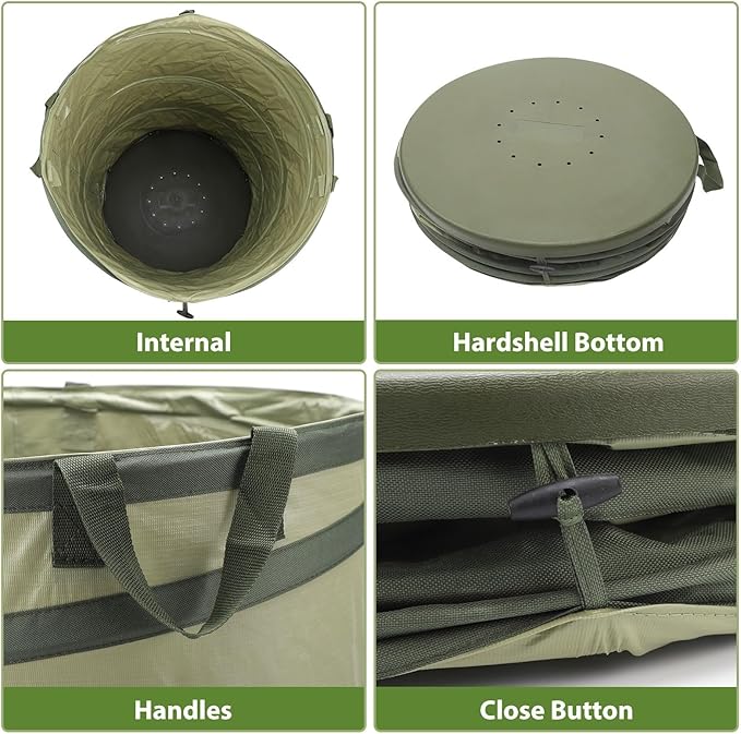 YUDI & GARDEN 45 Gallon Hard Bottom Collapsible Garden Bag, Collapsible Trash Can, Camping Trash Can, for Collecting Weeds or Leaf or Party and Yard Waste