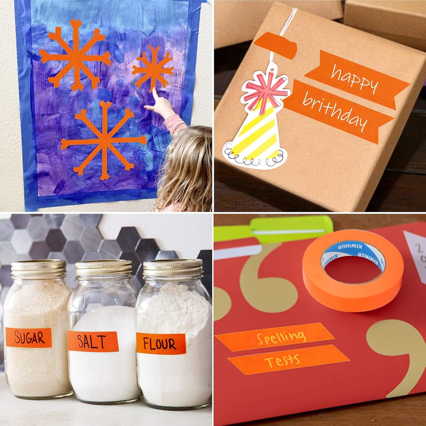 Orange Painters Tape,1 inch x 60 Yards - Medium Adhesive Masking Tape for Painting,Labeling,DIY Crafting,Decoration and School Projects