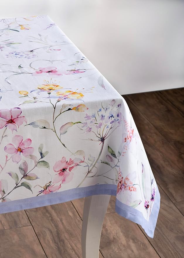 Maison d' Hermine Table Cloth Rectangle Table 100% Cotton 70 x 90 Inches Tablecloth Reusable Decorative for Dining Room, Farmhouse, Home, Party, Festive & Wedding Spring Summer - Summer Floral
