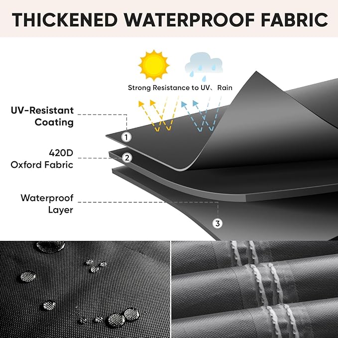 BALEINE Patio Furniture Covers, Outdoor Furniture Covers Waterproof, Heavy Duty Oxford Patio Table Cover for Outdoor Table, Chair, Sofa, Desk (Black 98"L×78"W×28"H)