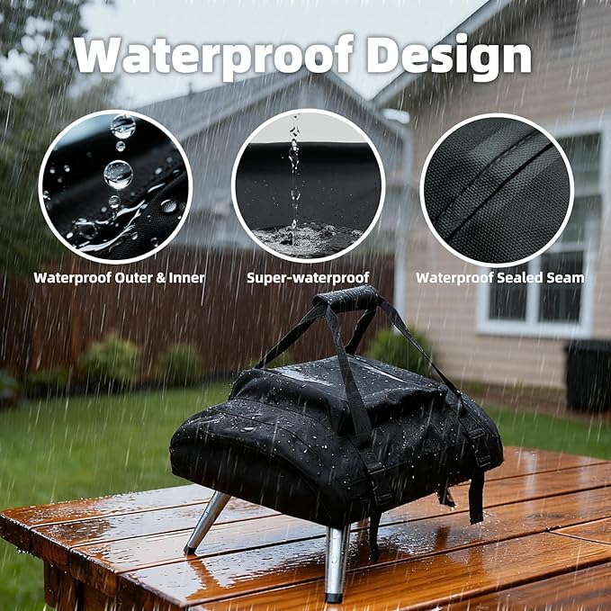 NOELIFE Waterproof Cover for Ooni Koda 12 Pizza Oven, Accessories for Ooni 12, Pizza Maker Carry Cover with Top Pocket for Attachments, with Straps in the Bottom for Fixation (Oven Not Included)