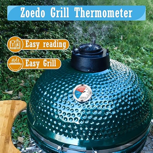 BBQ Thermometer Gauge - Charcoal Grill Pit Smoker Temp Gauge Grill Thermometer with Fahrenheit and Heat Indicator (1 Pack)