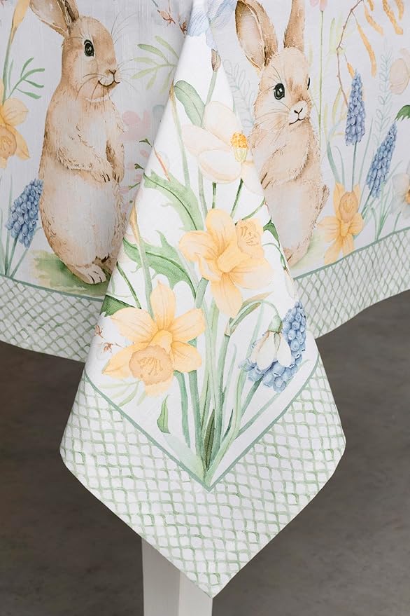 Maison d' Hermine Table Cloth Rectangle Table 100% Cotton 70 x 120 Inches Tablecloth Reusable Decorative for Dining Room, Farmhouse, Home, Party, Festive & Wedding Spring Summer - Easter Dew