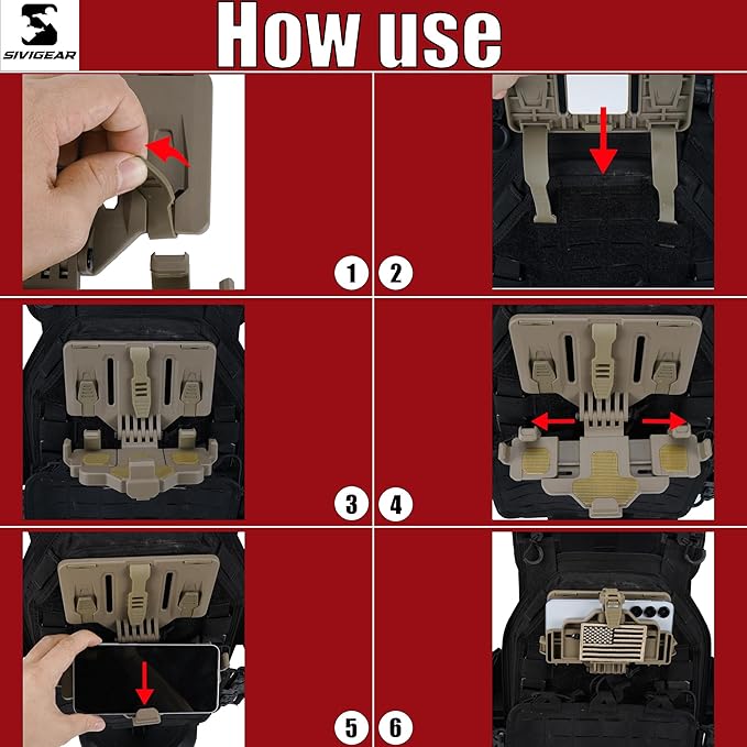 Tactical Phone Holder Available in Full Size Plate Carrier Phone Mount Adjust Nylon Molle Phones Holder for Tactical,Car,Office (Coyote Brown)
