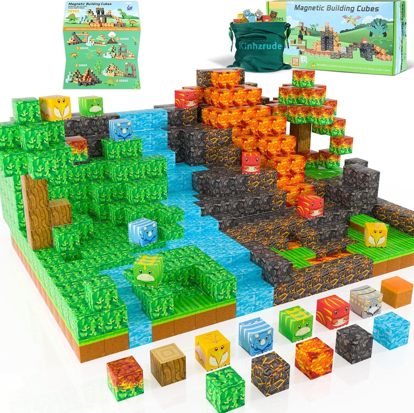 1 inch Magnetic Blocks - 120PCS Magnetic Toy Set, STEM Montessori Sensory Toys for 3+ Year Old Boys & Girls, Creative Construction Toys Gift for Toddlers Kids