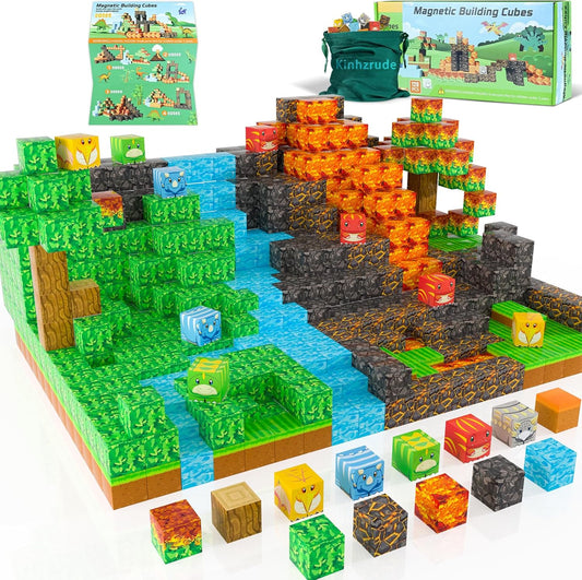 1 inch Magnetic Blocks - 120PCS Magnetic Toy Set, STEM Montessori Sensory Toys for 3+ Year Old Boys & Girls, Creative Construction Toys Gift for Toddlers Kids