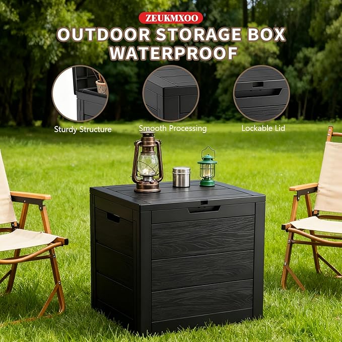 35 Gallon Outdoor Storage Box Waterproof,Deck Boxes Outdoor Waterproof,Resin Deck Box Delivery Boxes for Outside for Package Delivery,Patio Cushions,Gardening Tools,UV Resistant