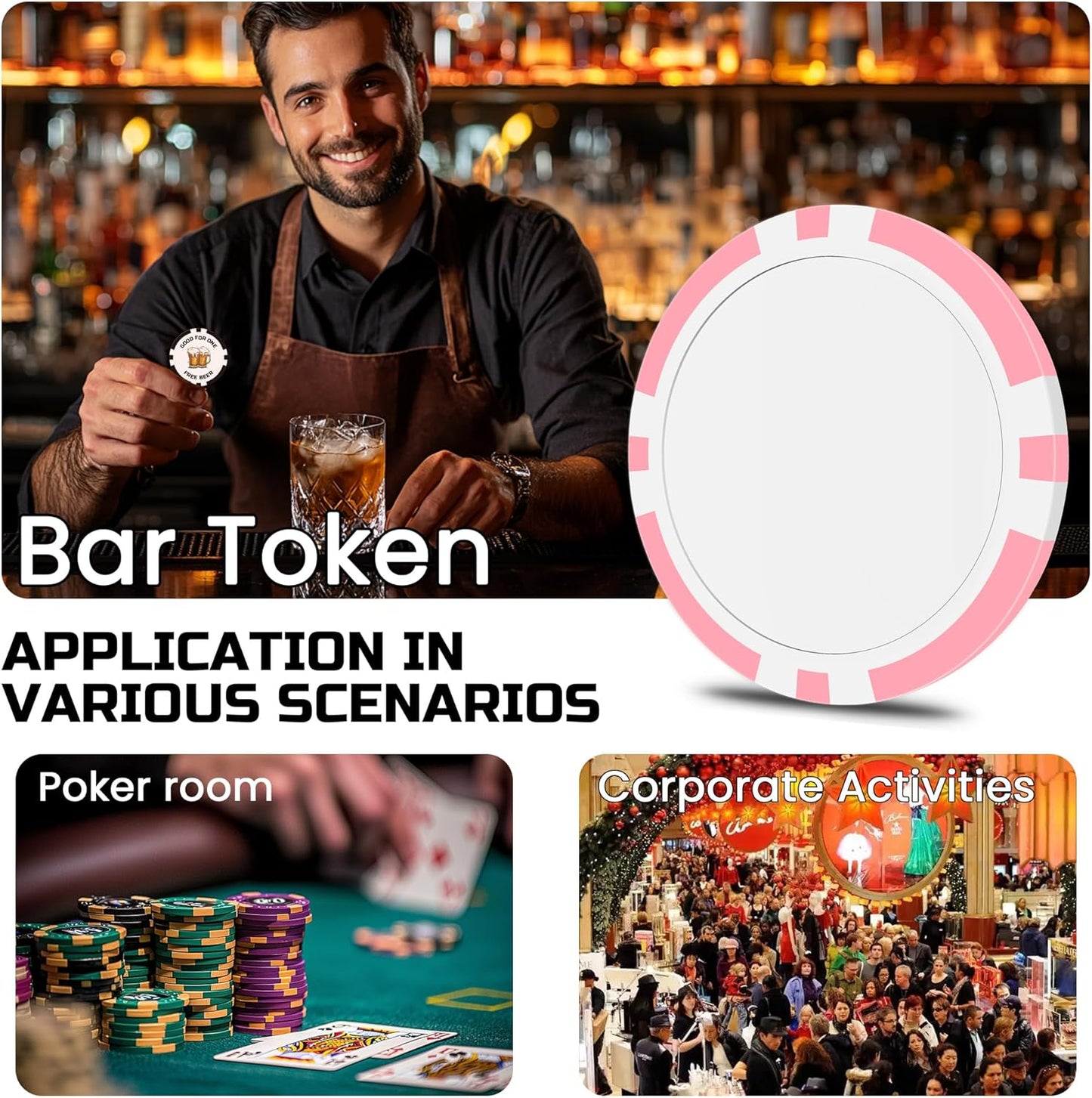 50 Custom Poker Chips, Personalized with Your own Logo, Photo or Text - 11.5g Casino Chips for Poker Gram, Tournaments, Business Card, Token