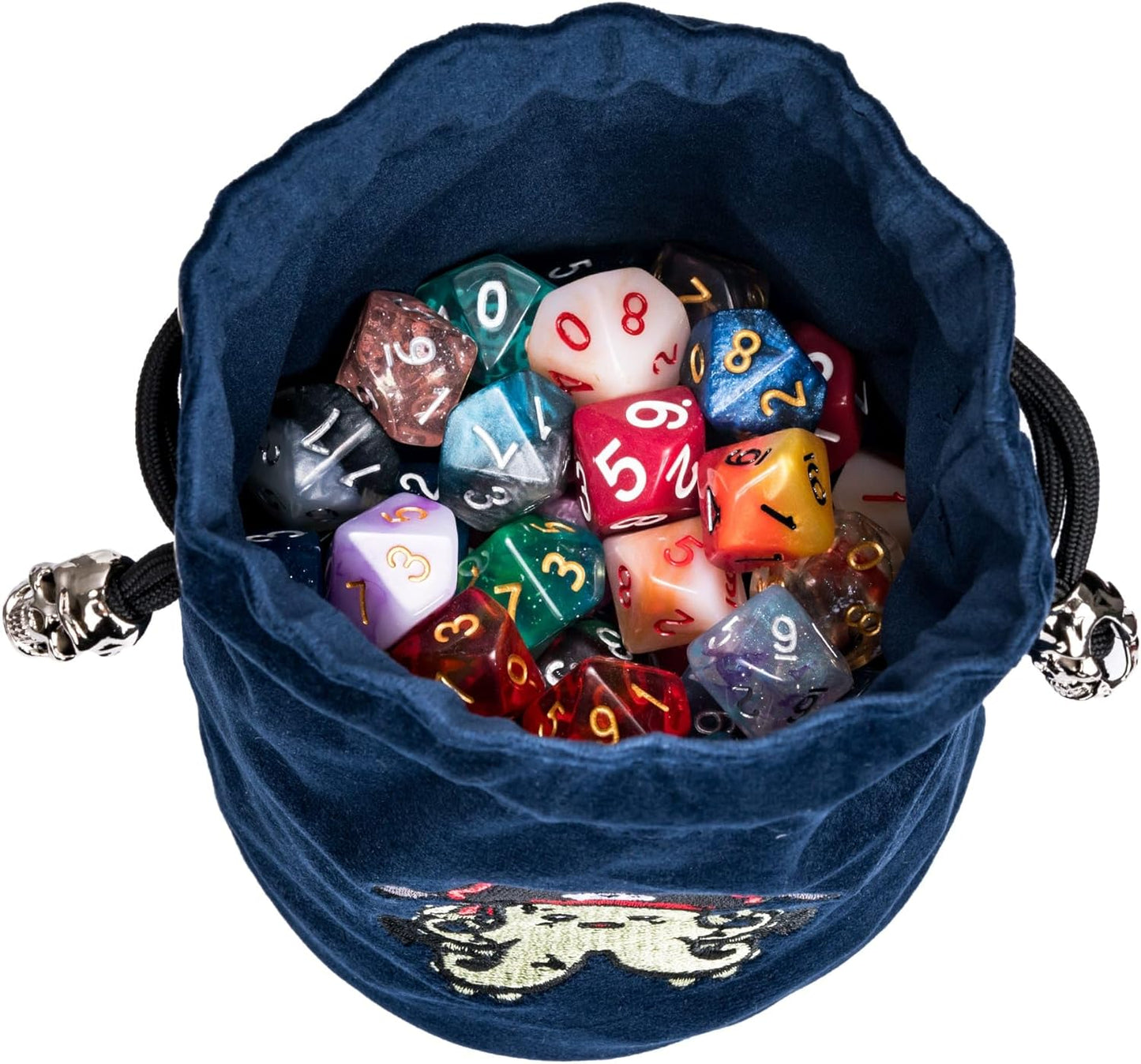 Large DND Dice Bag Velvet Storage Bag with Cartoon Octopus Pattern for D&D Role Playing Games Tabletop Games - Capacity 100+ Polyhedral Dice