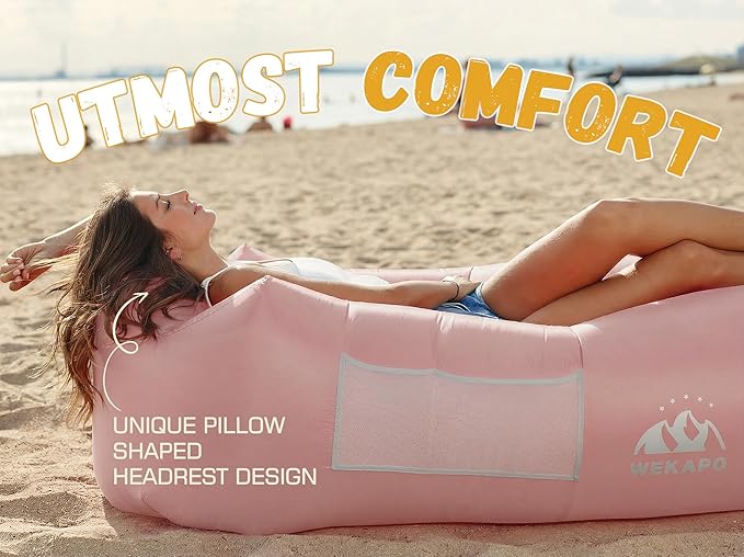 WEKAPO Inflatable Sun Lounger, Air Sofa, Hammock, Portable, Waterproof and Leak-Proof, Ideal for Backyard, Beach, Travel, Camping, Picnics and Music Festivals