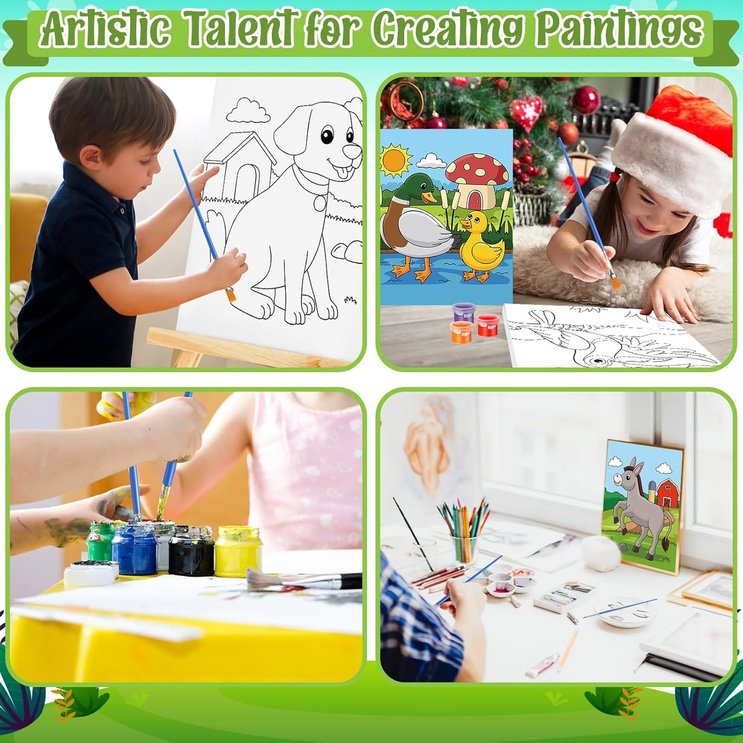 Zhanmai 12 Pack Pre Drawn Canvas for Painting Sip and Paint Kit 8" x 10" Paint Party Set Canvas Painting Pre Printed Canvases for Party Favor DIY Virtual Adult's Date Night(Cartoon Animals)