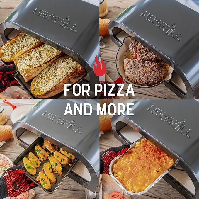 Nexgrill Ora 16" Portable Tabletop Propane Pizza Oven, 24,000BTUs, Portable Gas Pizza Cooker with Foldable Legs, Auto Rotating Cordierite Pizza Stone - 820-0088