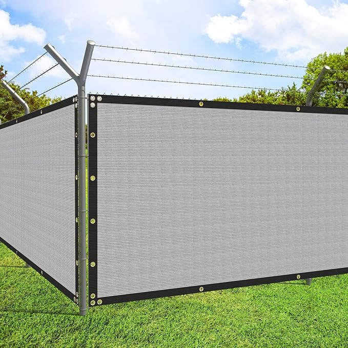 ECOOPTS 4'x234' Privacy Fence Screen Windscreen with Copper Grommets, Fit for Commercial Fence and Residential Garden Outdoor 90% UV Blockage, Cable Zip Ties Included (Gray)