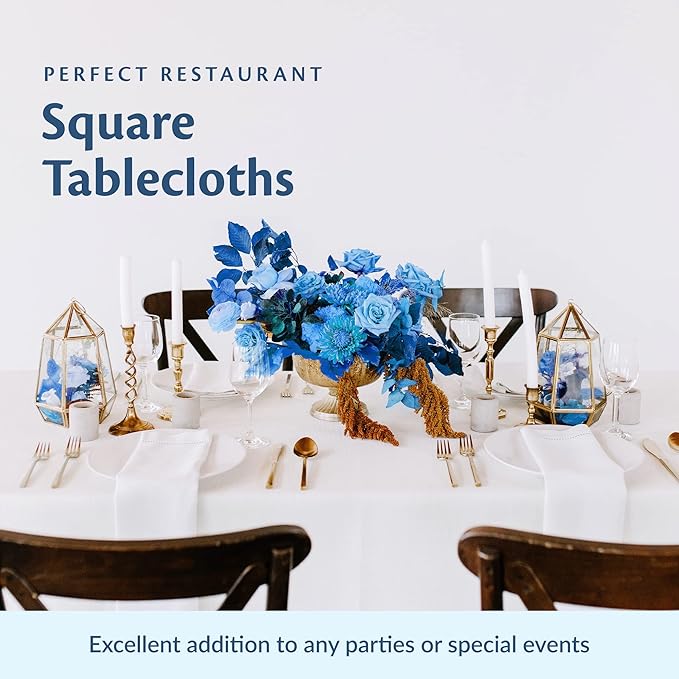 White Restaurant Quality Square 85" X 85" Tablecloths Bulk 24 Pack