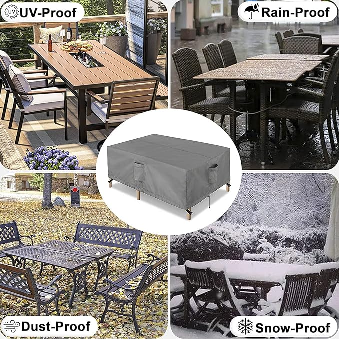 OutdoorLines Outdoor Waterproof Patio Table Furniture Set Covers - Square Couch Sectional Cover Outside Weatherproof Patio Furniture Covering for Deck, Lawn and Backyard 126" L x 126" W x 32" H, Grey