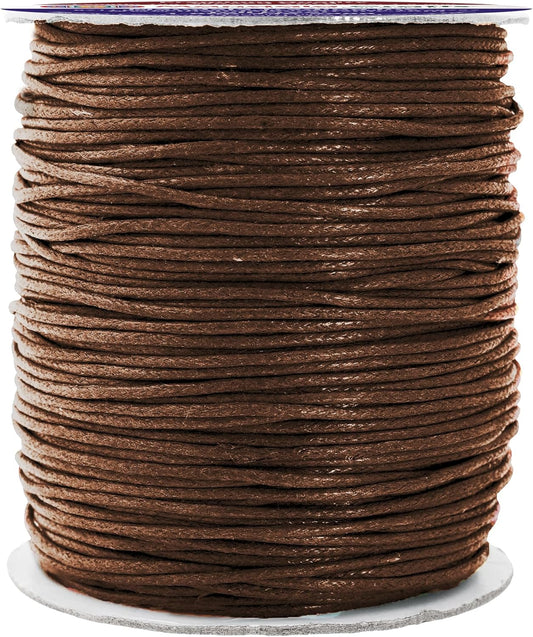 Mandala Crafts 1.5mm 109 Yards Chocolate Brown Cotton Waxed Cord for Jewelry Making Bracelet Cord Waxed String - Beading String Thread Jewelry Cords for Necklaces String