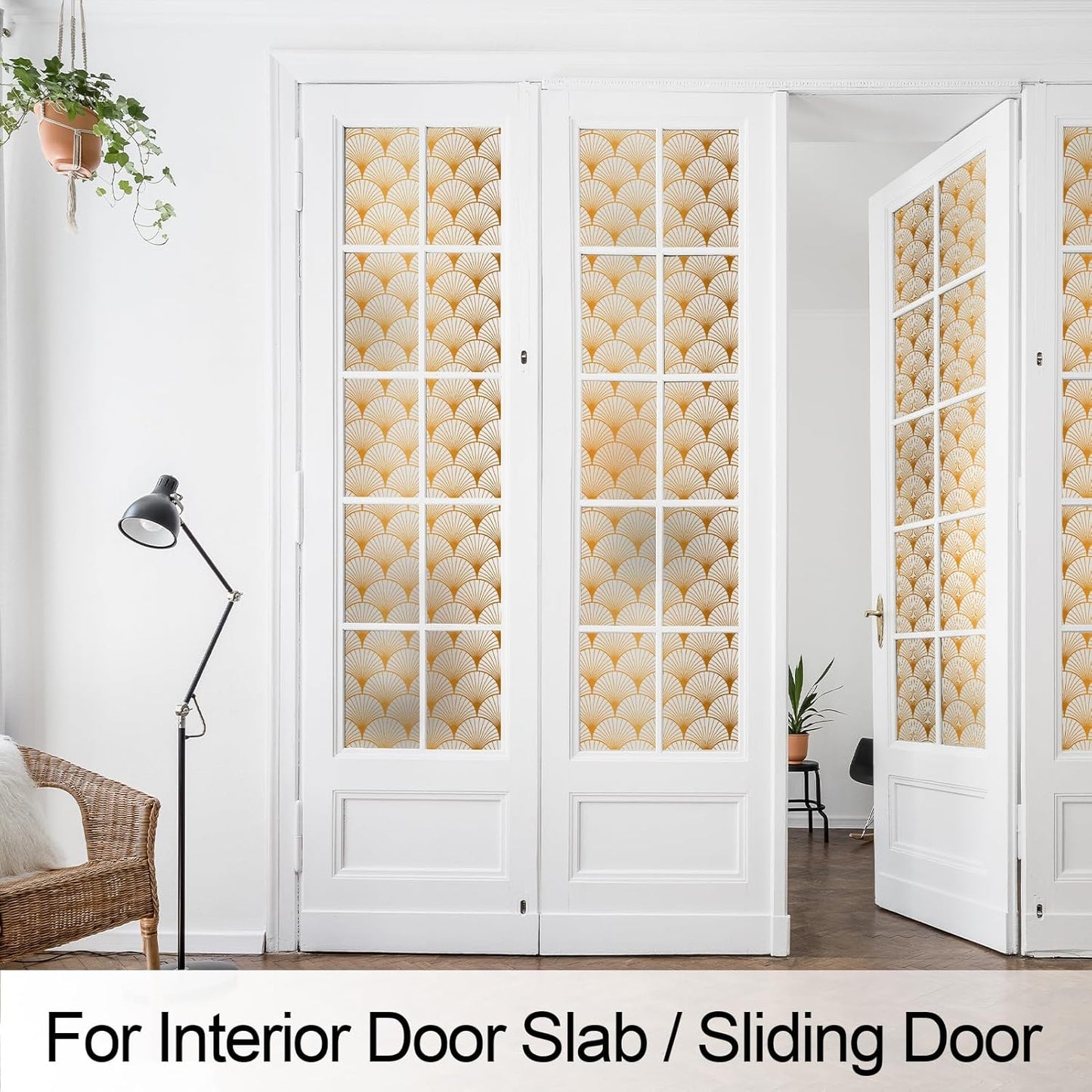 DKTIE Geometric Art Stained Glass Window Film Bathroom Window Privacy Film Frosted Glass Static Clings Non Adhesive with Installation Tools, Modern Home Improvement Style (S117, 35.4'' x 78.7'')