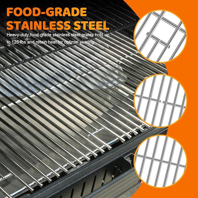 Stainless Steel Cooking Grates for Traeger Woodridge Pro Pellet Grill,Grill Grates for Traeger Woodridge Elite Pellet Grill, Sear Grate Grill Grids Replacement Parts for Traeger Grills Accessories