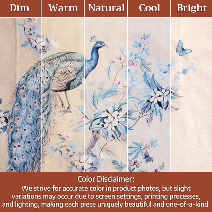 Maison d' Hermine Premium Table Cloth Round Table 100% Combed Cotton 70" Diameter Inches Tablecloth Reusable Decorative for Dining Room, Home, Party, Festive & Wedding - Peacock Utopia - Sandy Beach