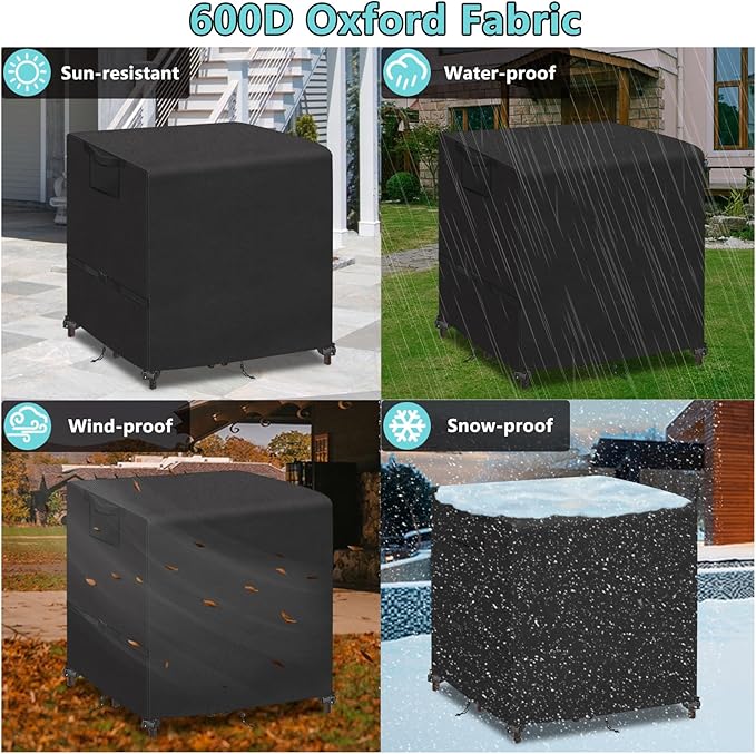 Kovshuiwe 5 Piece Bar Height Patio Dining Set Covers 600D Oxford Fabric Waterproof 60 Inch Square Patio Bar Height Table & Chair Sets Cover, Black