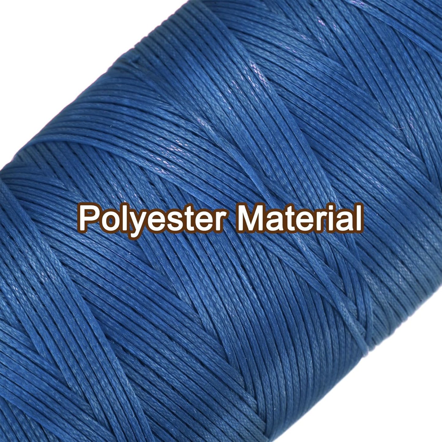 uxcell Leather Sewing Waxed Thread, 284 Yards / 260m 0.8mm 150D Flat Polyester All-Purpose Threads for Leather Crafts, Bookbinding, Sapphire Blue