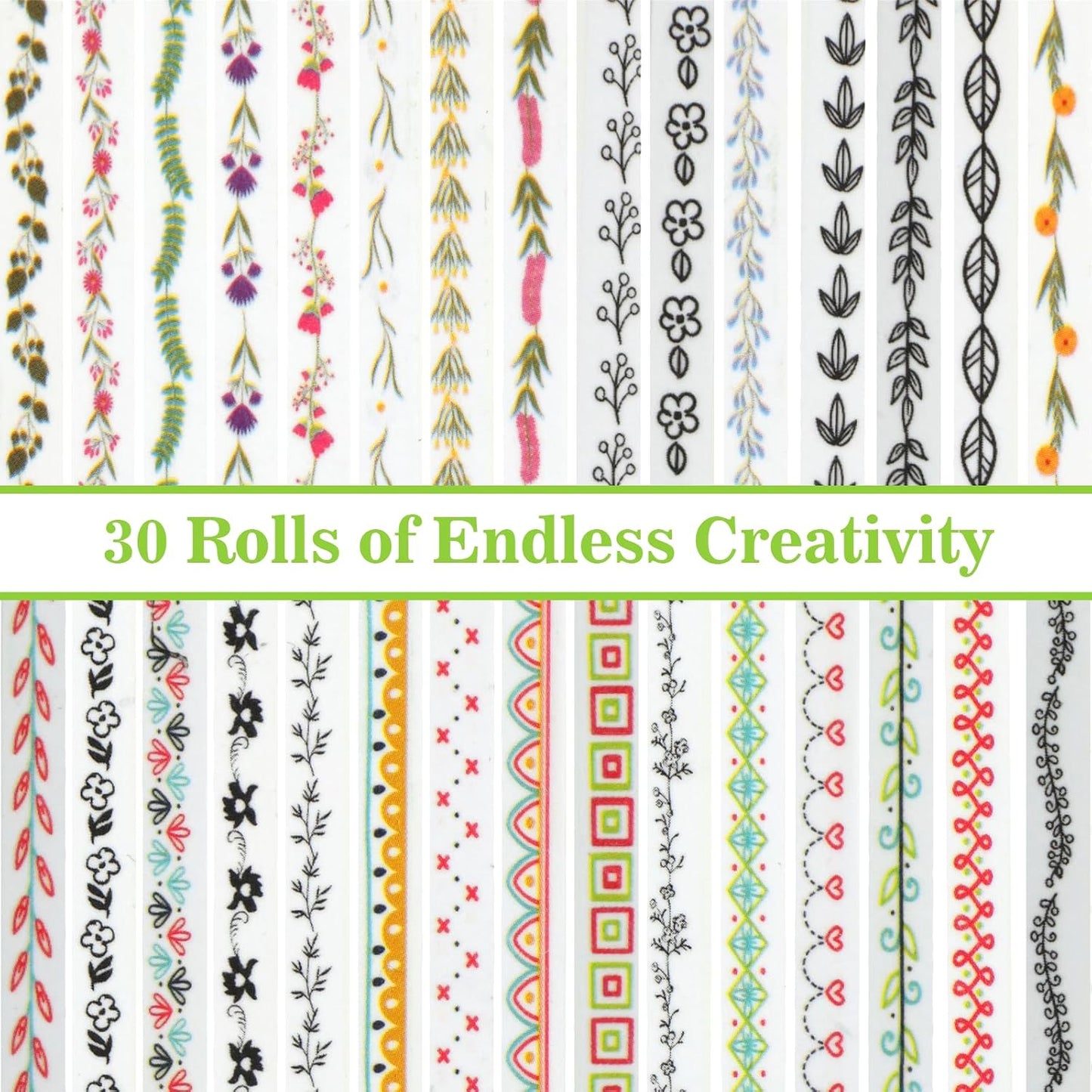 EORTA 30 Rolls Floral Washi Tapes Set, Slim 5mm Plants Masking Tape, Decorative Sticker for Detailed Scrapbooking, Arts, Wrapping, Journaling, Planners, DIY Crafts, 0.19inch Wide