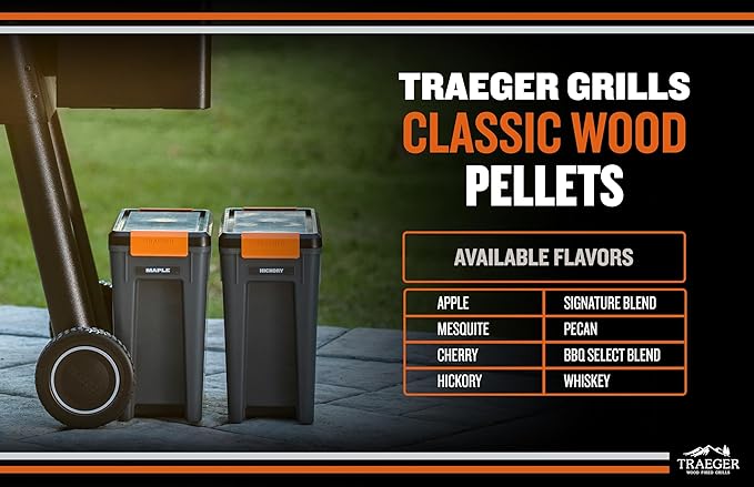 Traeger Grills BAC637 Stay Dry Pellet Storage Bin with Locking Lid, 22lb Capacity Wood Pellet Container with Flavor Stickers, Stackable Design, Airtight Storage for Grill Pellets