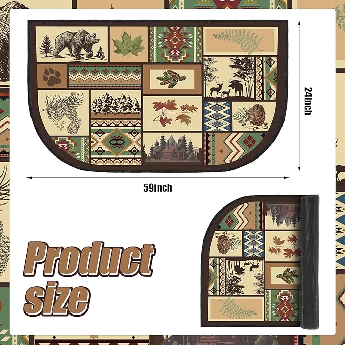 Demissle Cabin Fireplace Hearth Rug Fireplace Mats Cabin Southwestern Fireproof Rug Fire Resistant Mat for Wood Stove Floor for Kitchen Indoor Outdoor(24 x 59 Inch,Vintage)