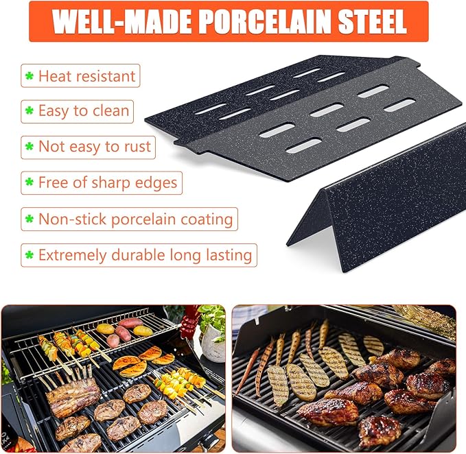 QuliMetal Grill Parts Replacement for Weber Genesis 300 Series, E310, S310, E320, E330, S330, EP310, EP320, EP330 Series Grills with Front-Mounted Control (Weber 7620+7622+7524, Black)