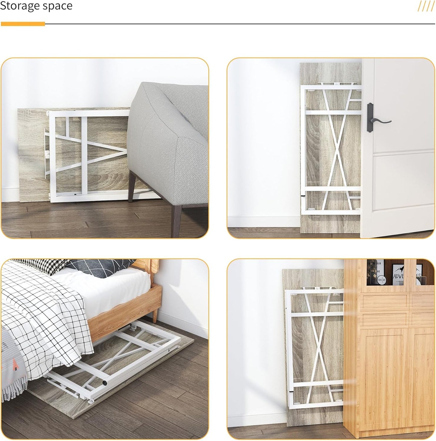 Folding Desk 47 inch No Assembly Required Home Office Table, Writing Gaming Computer Camping Desk, Beige