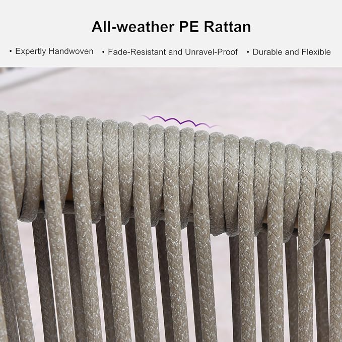 PURPLE LEAF 9 Pieces Outdoor Dining Set All Weather Wicker Patio Dining Set with Rectangular Aluminum Table and Modern Armrest Dining Chairs for Garden Deck Backyard Kitchen, Teak