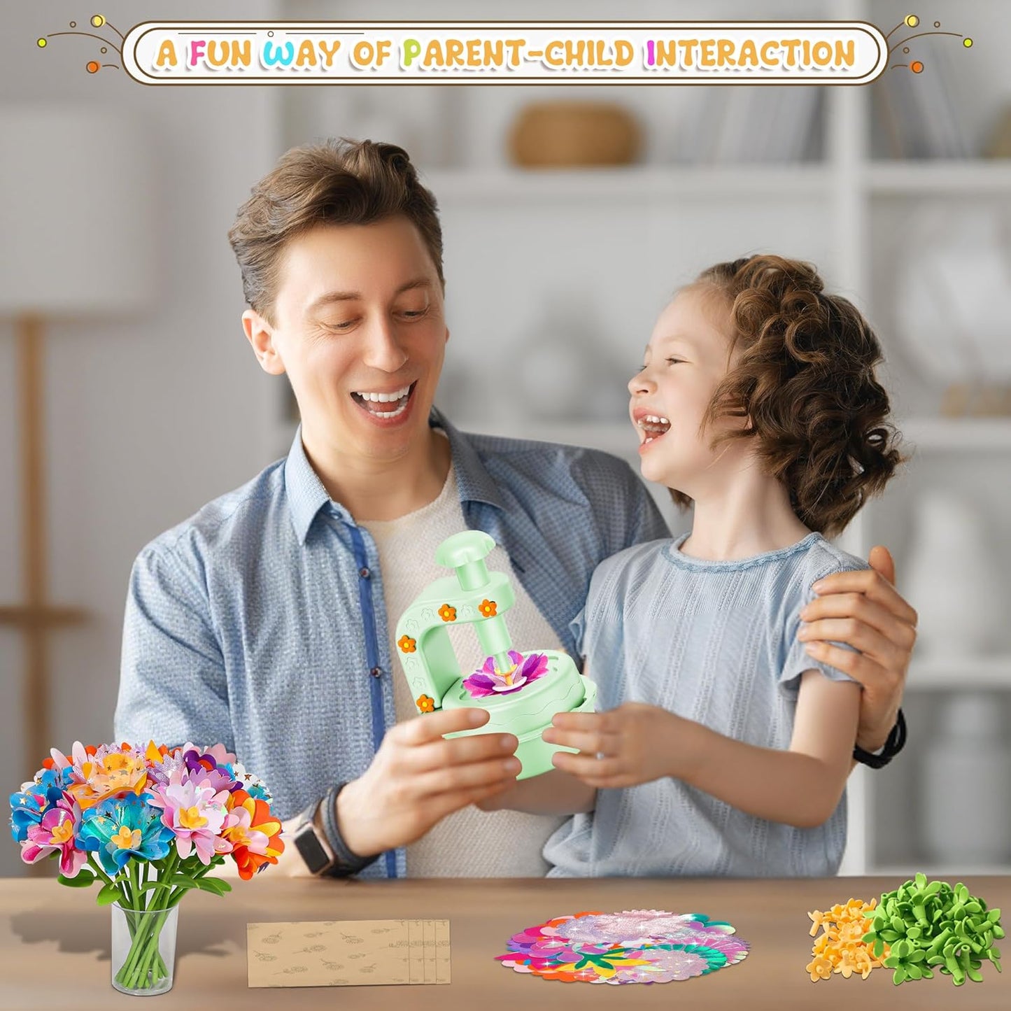 Fabric Flower Bouquets Toys,DIY Craft Kits for Kids,Arts and Crafts Toy for 3+ Year Old Girls,Flowers Market Toy,Build Your Flower Bouquet,Educational Preschool Learning Toys for Birthday,Christmas