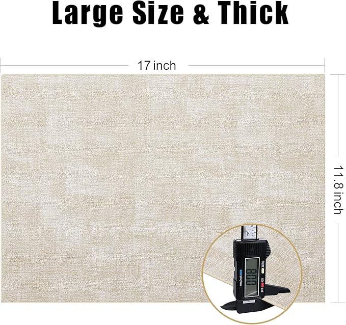 Homaxy Faux Leather Heat Resistant Placemats for Dining Table Set of 8, Waterproof Wipeable Washable PU Table Mats, Easy to Clean Anti-Slip Place Mats, 11.8" x 17", Beige