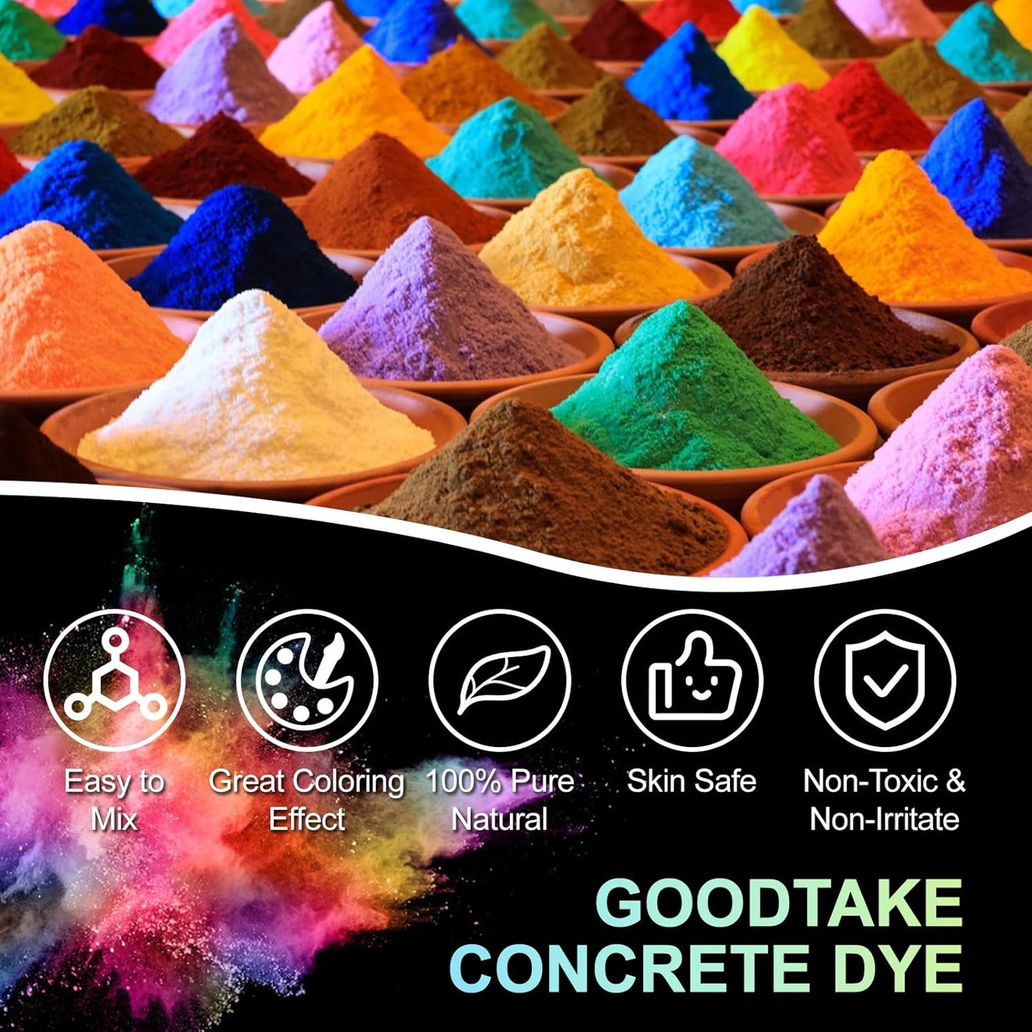 GOODTAKE Concrete Pigment, Wine Red Iron Oxide Pigment Powder, Concrete Cement Dye Color Pigment for Pastel, Tile, Paint, Mortar, Clay, Lime, Grout, Bath Bombs Coloring (Wine Red, 12 oz)