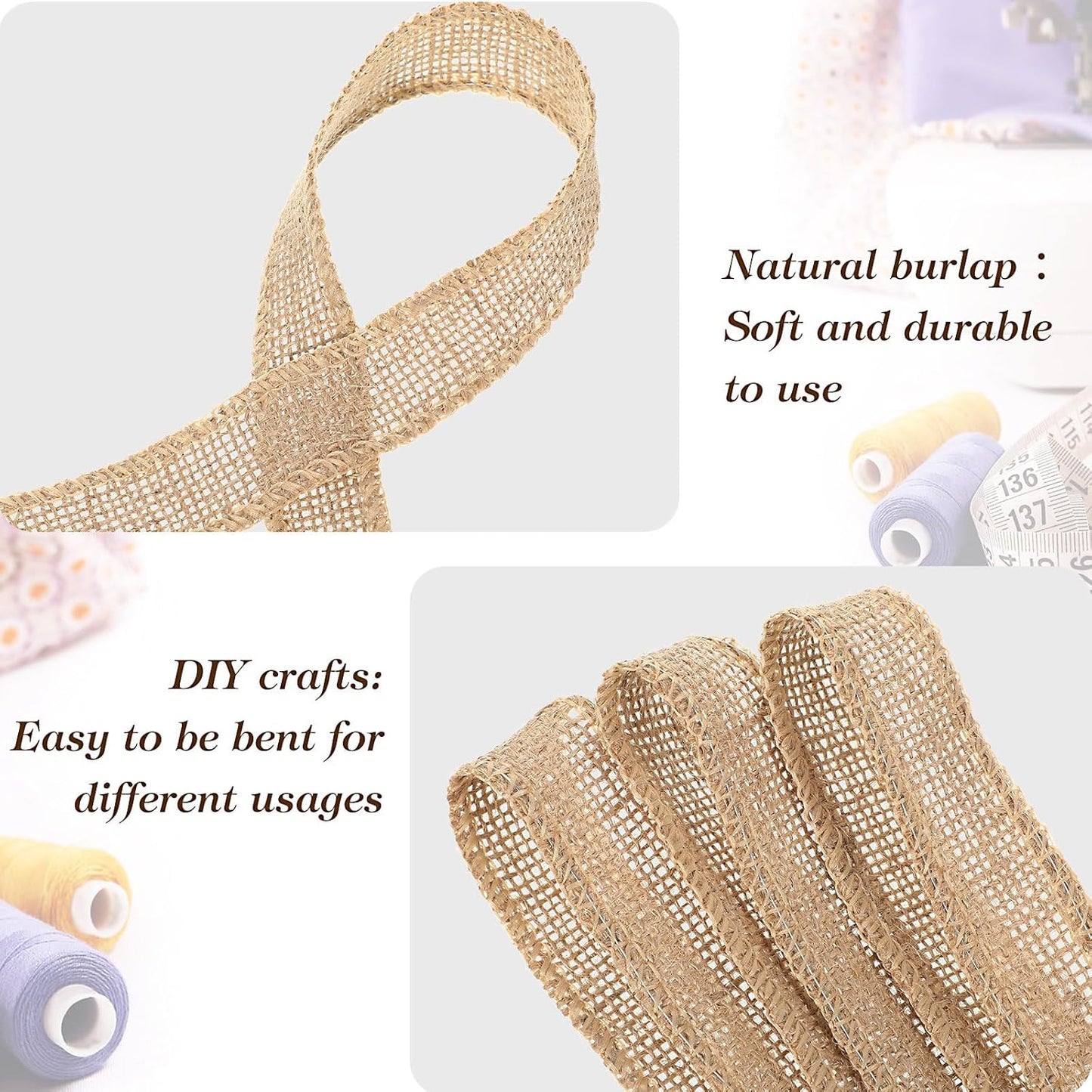 Chuangdi 20 Yard 6 Inches Burlap Ribbon Wide Jute Ribbon Natural Burlap Fabric Roll Wired Edge for Wreaths, Christmas Tree Decoration, Big Bow Crafts, Gift Wrapping, Wedding