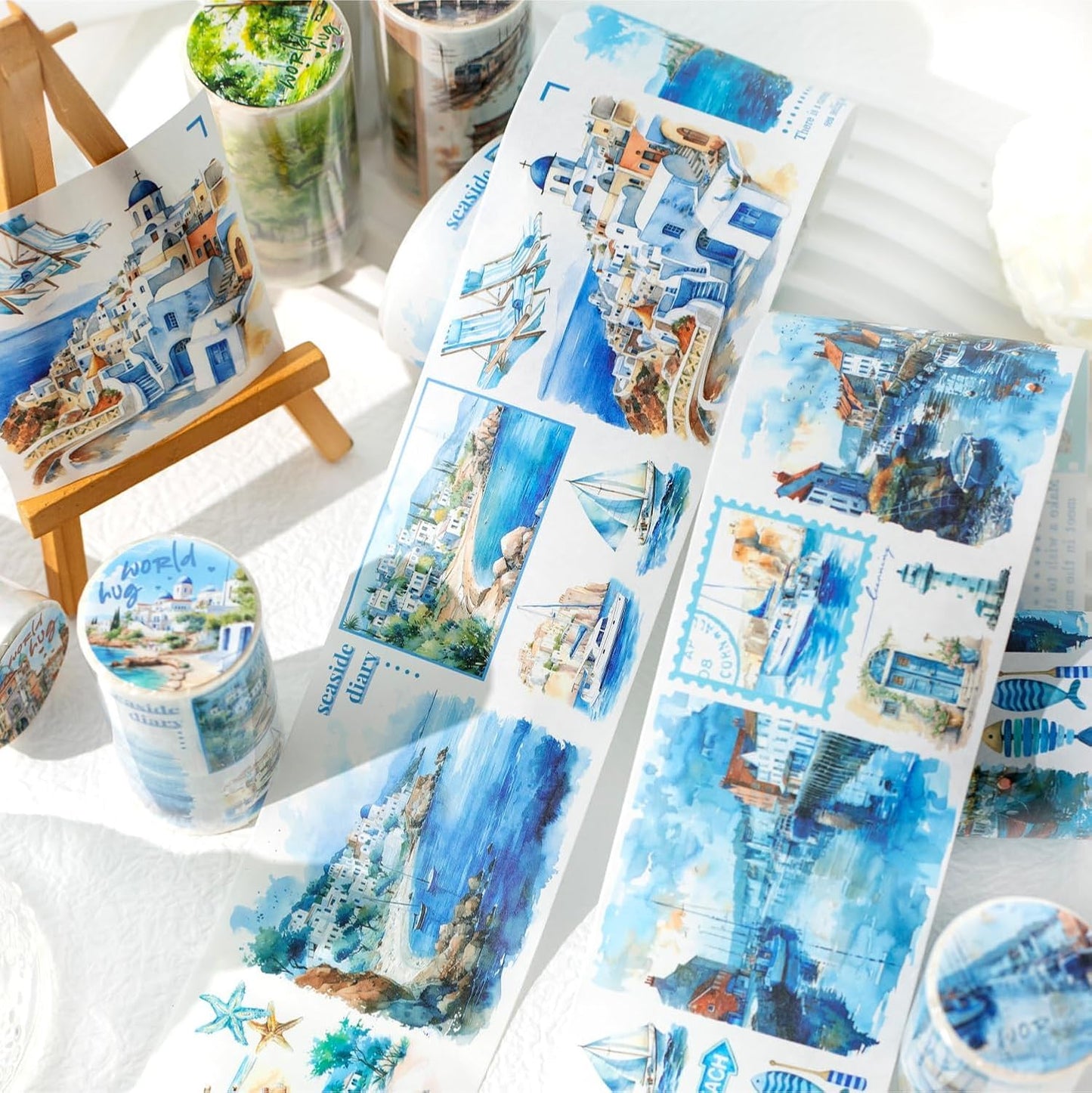 Washi Tape Set,6 Rolls Landscape Tape Stickers for Scrapbooking,Scrapbook Supplies,Junk Journal,Journaling Supplies,Planner,DIY Arts Crafts（Embrace The World）