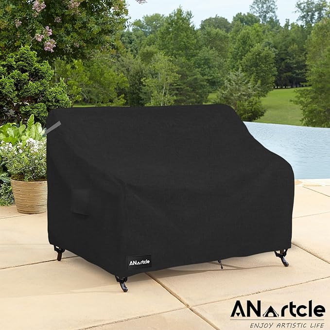 2-Seater Patio Loveseat Cover,58W x 32.5D x 31H Inches Outdoor Couch Cover,100% Waterproof Heavy Duty Patio Sofa Covers,Patio Furniture Covers,Black